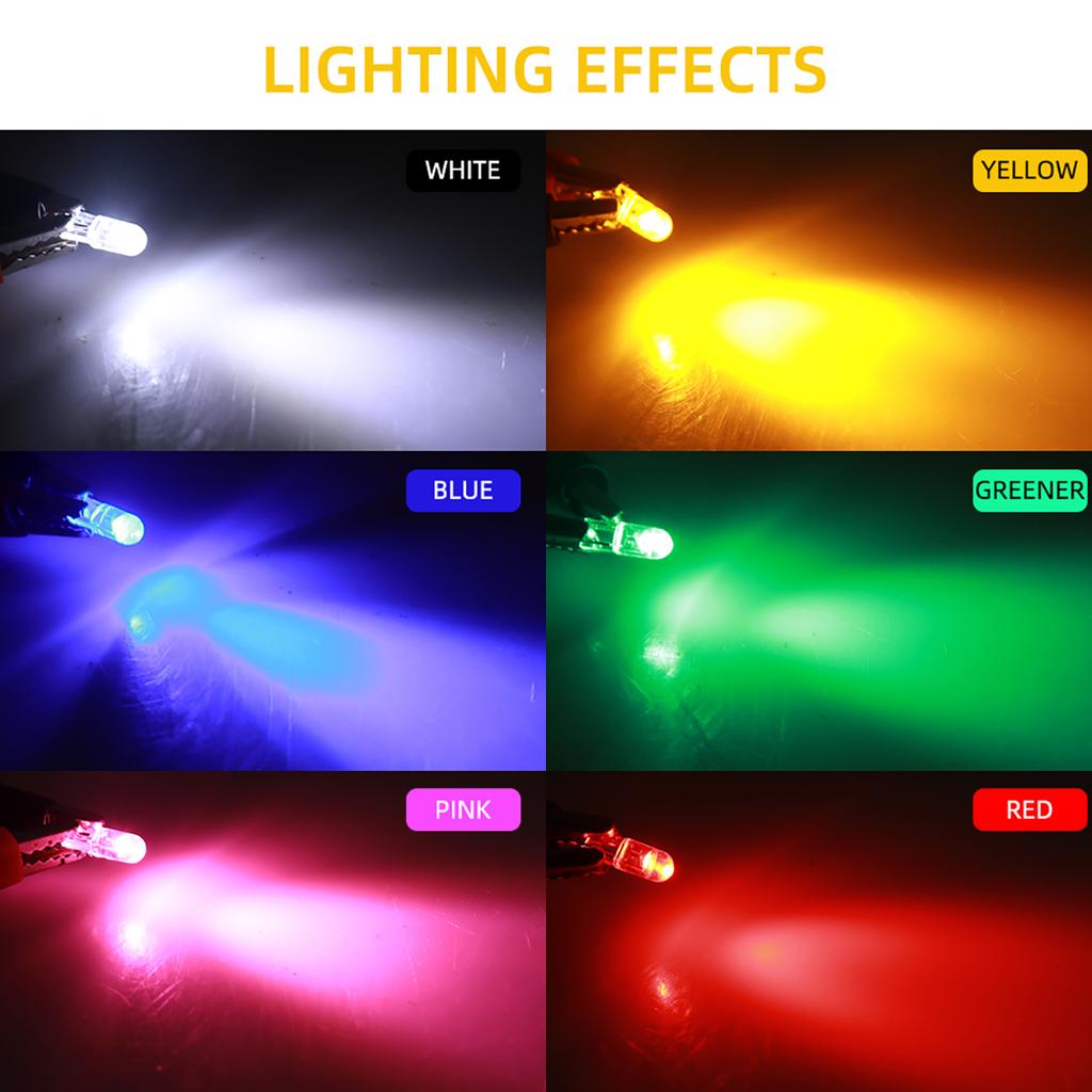 10/20/100pcs T5 T4.2 T3 Led W3W W1.2w W5W Car Interior Light Dashboard Warming Indicator Auto Instrument Light Wedge Gauge Bulb License Plate Lights
