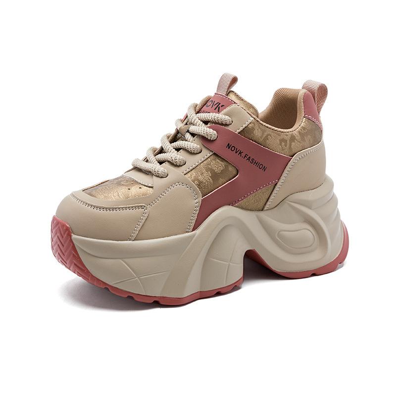 

New little white shoes women s shoes platform casual versatile lace-up heightening dad shoes round head shallow mouth Internet celebrity sports shoes 40