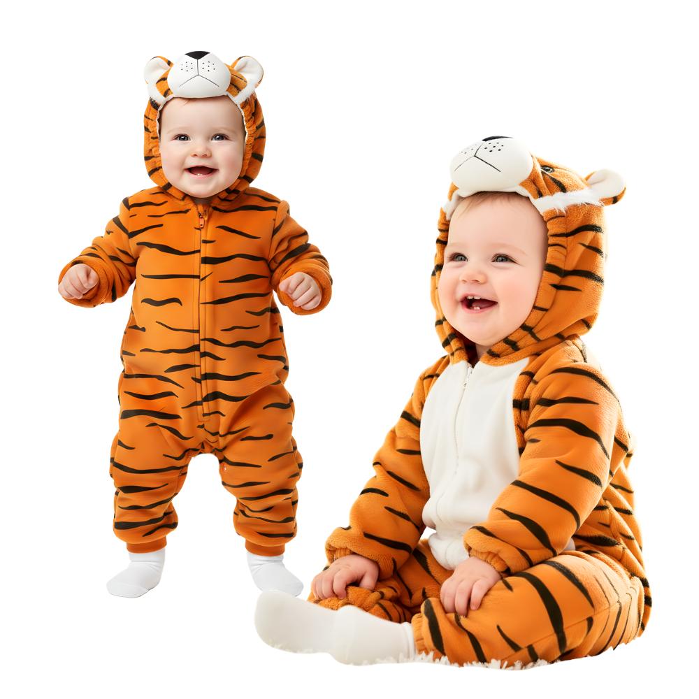 Pyjama Onesie Kostüm Verkleidung Schlafanzug Tiger Baby 90: 78-86 Cm