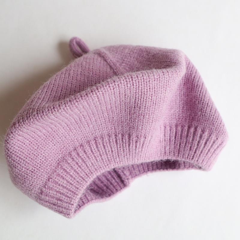 Candy Color Baby Beret Hat for Girls Autumn Winter Knitted Hat Sweet Infant Beanie Cap Fashion Kids Accessories 1-4 Years