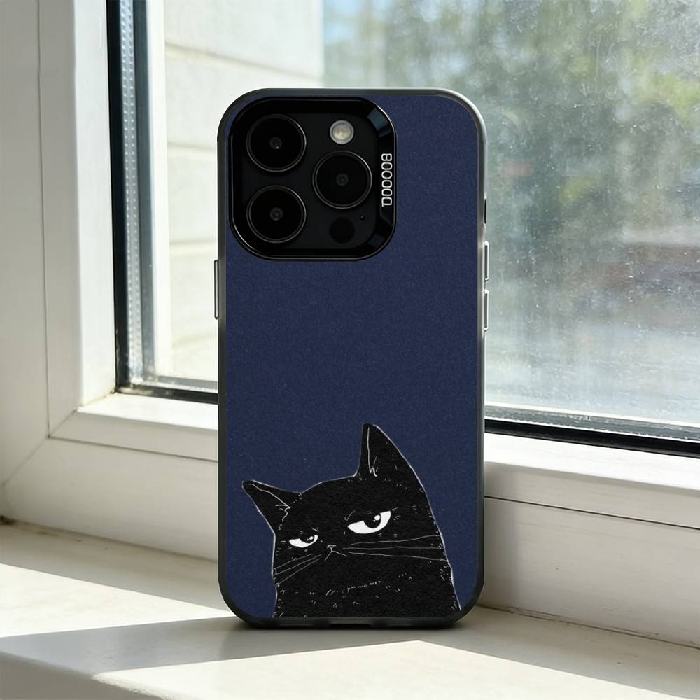 The Lazy Cat with Coffee Phone Case For iPhone 17,16,15,14,13,12,11 Plus,Pro Max,XS,Colorful Silver Black Cover