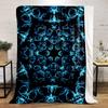 Blue Neon Symmetrical Abstract Design Blanket Flannel blanket for bedroom, living room, sofa, and nap sofas.