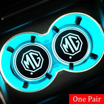 2pcs Multicolor Car LED Light Water Coaster Mat Cup Holder For MG Morris Garages MG 3 5 6 7 ZS EV HS GS GT TF ZR eZS