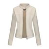 25 Spring and Autumn New Casual Leather Clothing Women's Fashion European and American Street European and American Size Stand-up Collar Jacket 