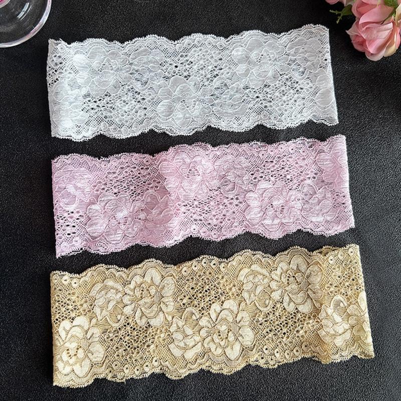 Lace Hair Band for Women, Wide Flower Headband, Elastic Hairwrap for Daily Grooming, Makeup Prep, Casual Wear, and Daily Styling