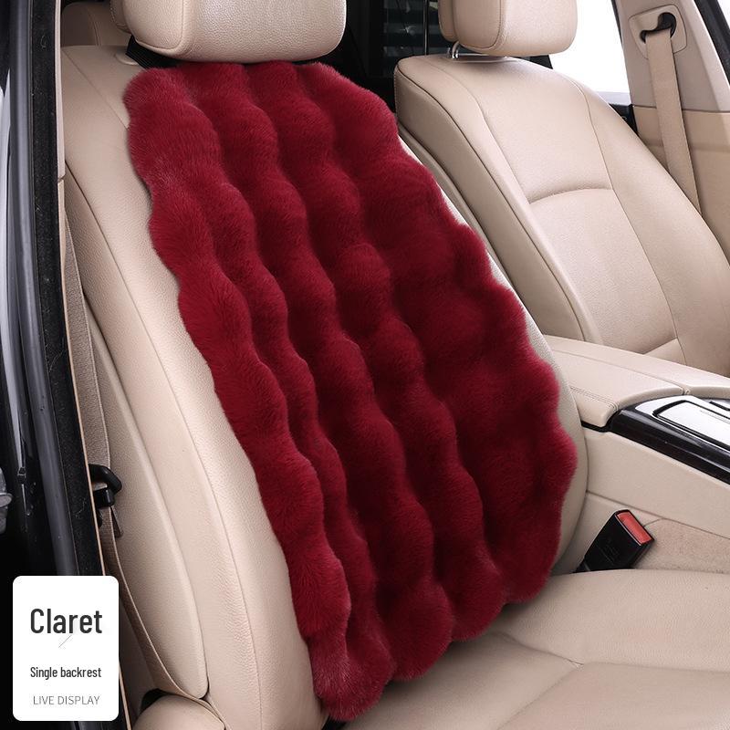 Universal Winter Car Seat Cushion Set - Thickened Fleece with Faux Rabbit Fur, Warm & Plush