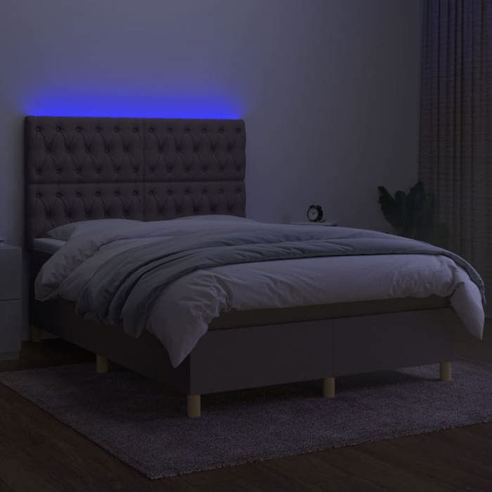 Maison Exclusive - Sommier à lattes de lit et matelas et LED Taupe 140x190cm Tissu