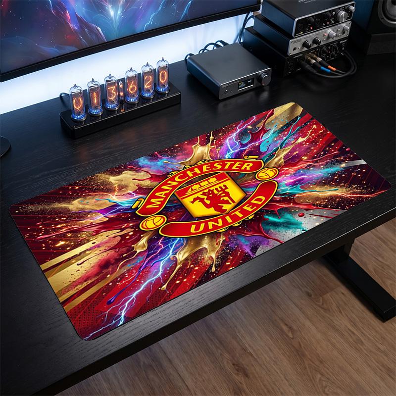 Tappetino Mouse Grande Stampato Manchester United, Tappetino da Scrivania Morbido in Gomma Antiscivolo per Gaming, Decorazione per Ufficio, Laptop, Computer