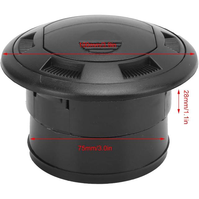 Aramox Air Vent Ventilation Outlet, 75mm Dashboard Air Conditioning Deflector Outlet Black Round Vent Universal for Bus RV