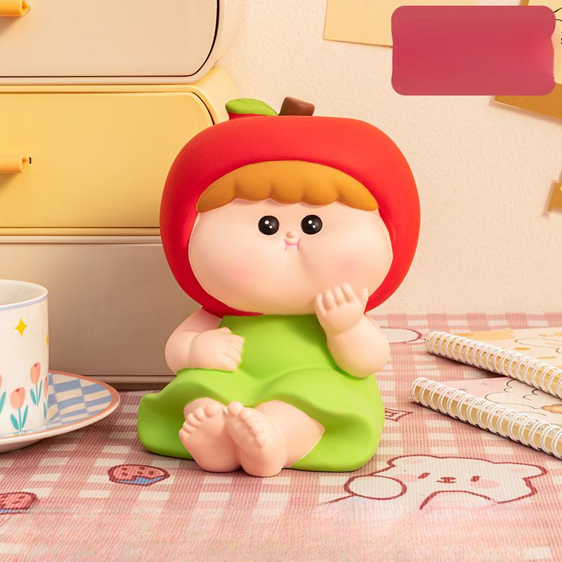 Cartoon Fruit Girl Piggy Bank Children's Birthday Gifts. Creative Cartoon Large Capacity Can Be Stored and Withdrawn Piggy Bank