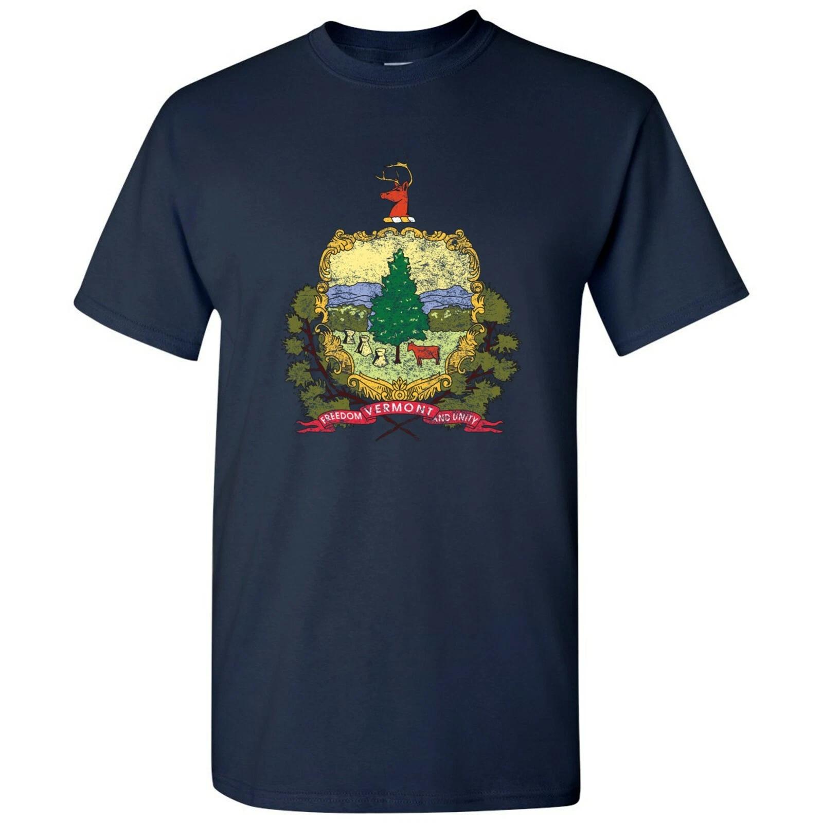 Vermont State Flag - Hometown Pride Local Souvenir Basic Cotton T-Shirt - Navy 3XL