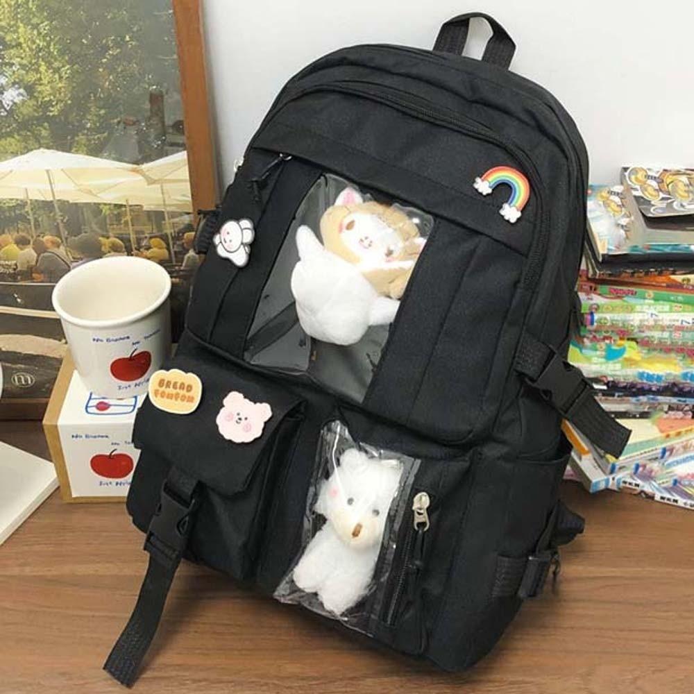 Solid Color Students School Bag Durable Large Capacity Daypack Nylon Ita Backpack  School