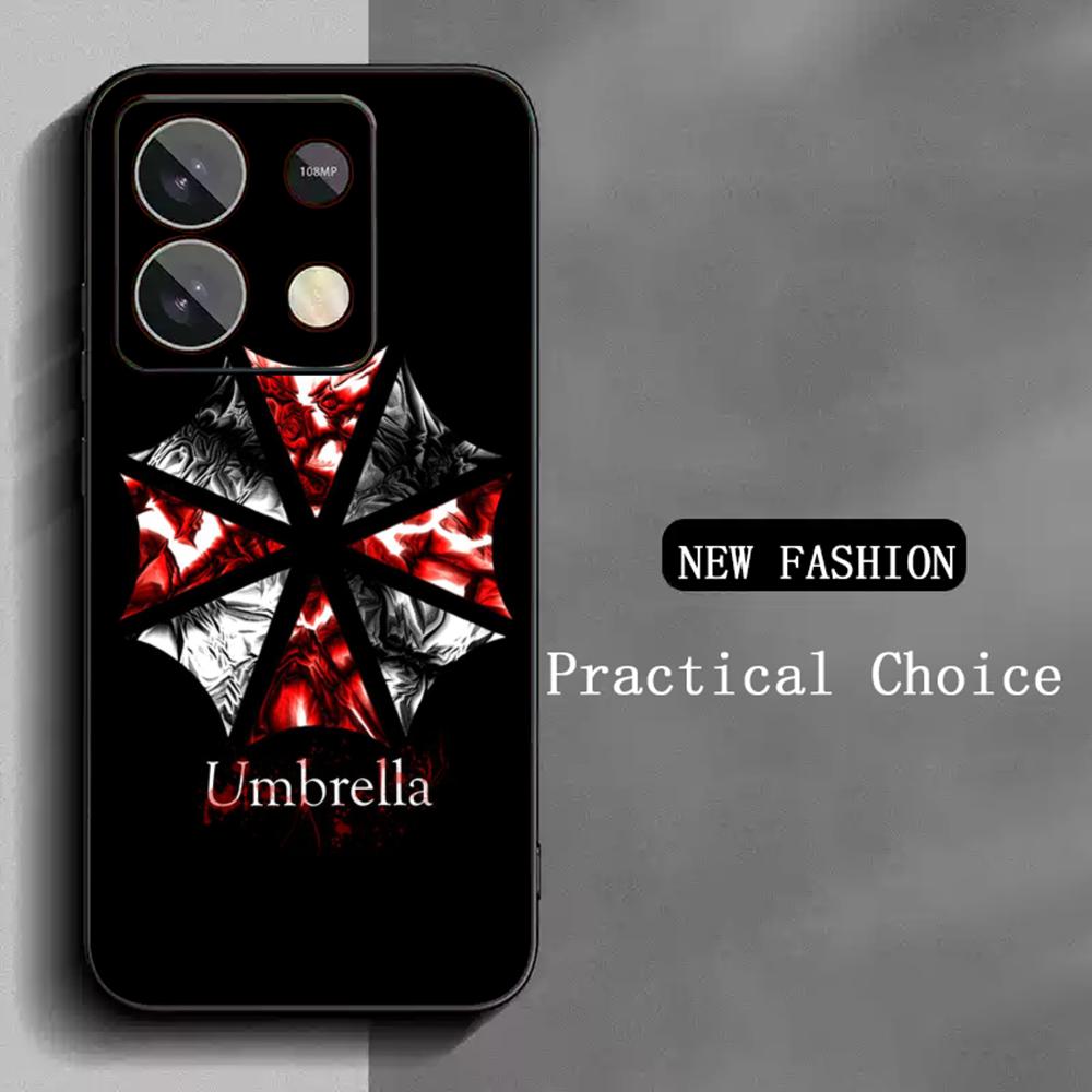 Evil Umbrella cool pattern design ins Phone Case For Redmi Note 14 13 12 11 Pro Plus S 5G 14C A3 Soft Black Phone Cover