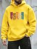 Soft fleece hoodie sweatshirt with colorful retro wilderness artwork for men daily wear and casual short‑trip outings