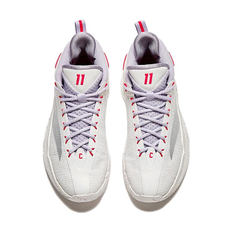 Anta Kids KT9 Comfortable Casual Shock Absorbing Wear Resistant High Top Basketball Shoes Kids Basketball Shoes White Gray 312411130-5