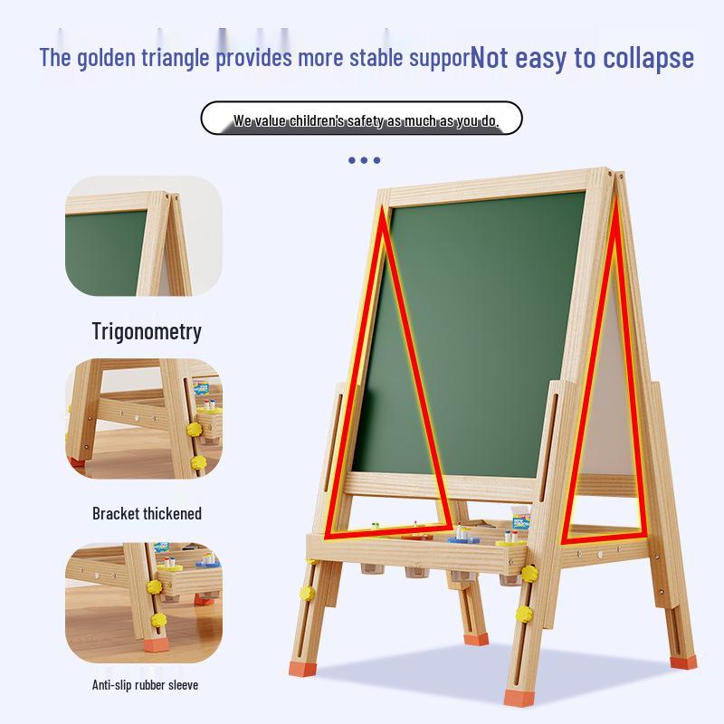 Solid Wood Children's Erasable Chalkboard Easel for Writing & Drawing