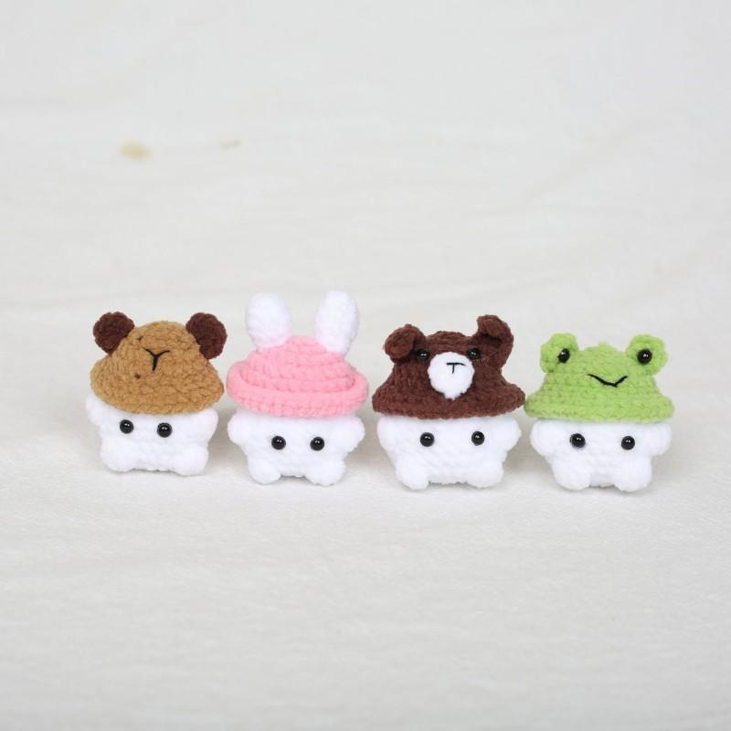 Mini Animal Doll Crochet Keychain For Car Keys Accessories Mini Cartoon Mushroom Series Knitting Doll Cute Keyrings Wholesale