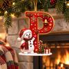 Indoor Holiday Decorations Cute Snowman Letter Christmas Ornament, 2D Flat Personalized A-Z Alphabet Gifts for Family Friends Acrylic Hanging Pendant