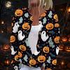 Women's Halloween Print Long Sleeve Knit Cardigan Button Down Coat