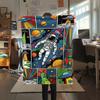1Pc Space Print Flannel Blanket, High quality Comfortable for All Seasons, Home Decor, Warmth and Comfort, Perfect for Christmas Gifts W157
