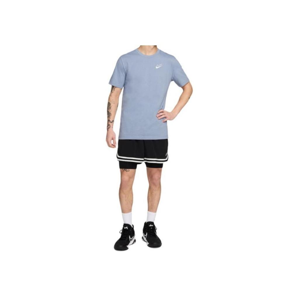 Nike Logo Print Crew Neck Short Sleeve T-Shirt With Drop Shoulder Men Tops Blue FV8405-493