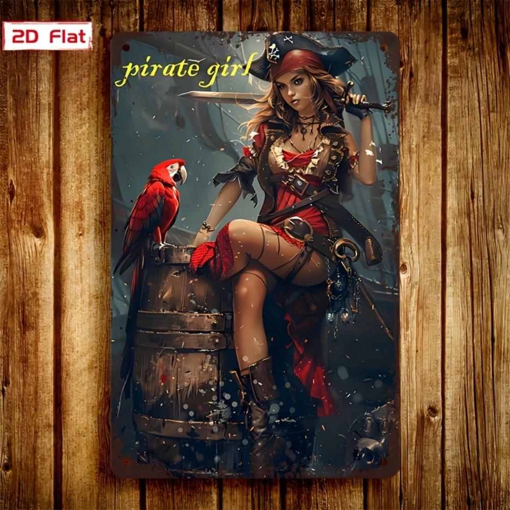 

Pirate Girl Metal Tin Sign Retro Nautical Wall Art Vintage Bar Pub Decor 20x30cm (as the picture,20x30cm)