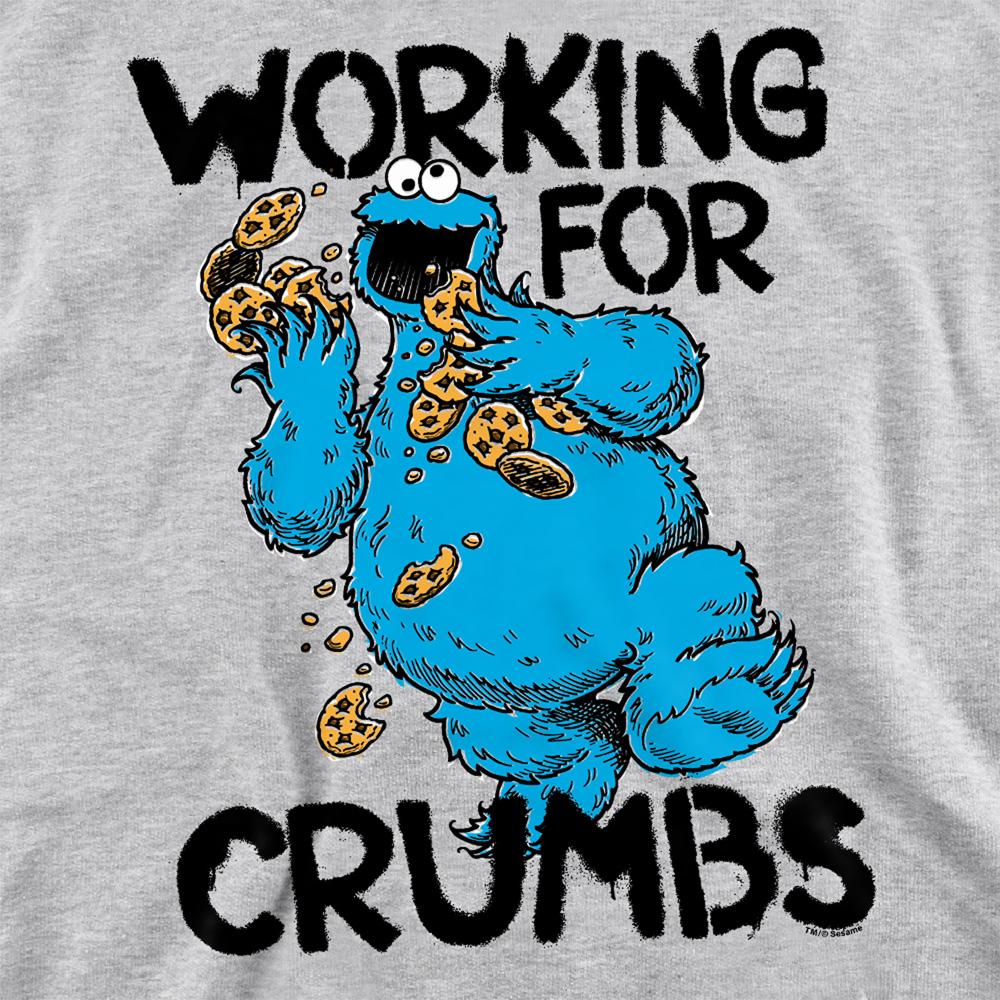 Sesame Street Unisex Adult Working For Crumbs Cookie Monster Sweatshirt