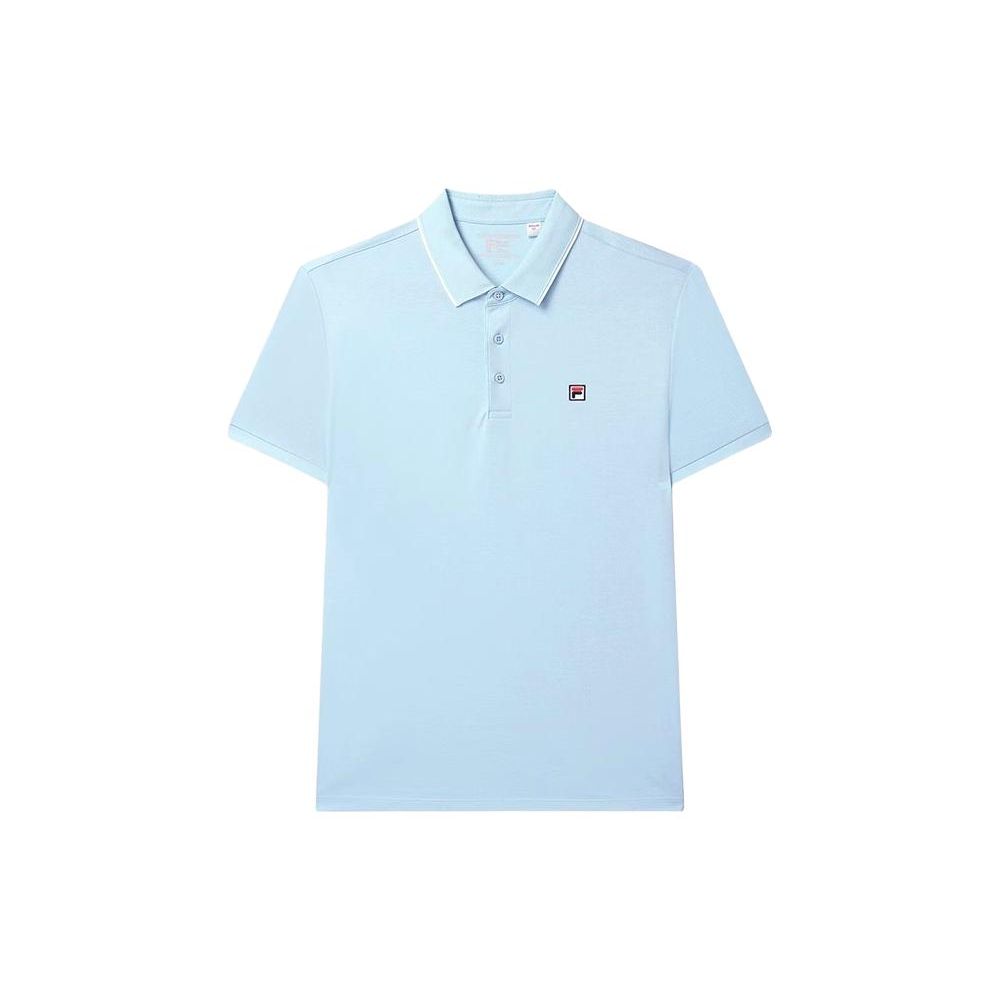FILA Solid Color Breathable Casual Knitted Polo Shirt Men tops Forget-Me-Not-Blue F51M421102F-LB