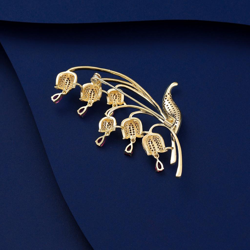 SUYU Trend Mody Elegancka Broszka Inkrustowana Cyrkoniami Luksusowa Broszka Damska Akcesoria do Płaszcza Pin Broszka Kwiatek Dzwonka Prezent