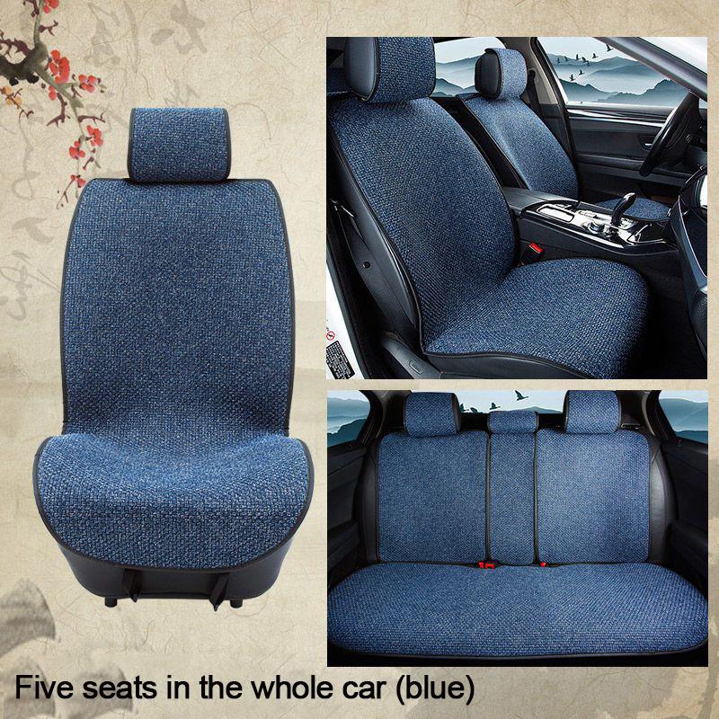

Подушка для автомобильного сиденья из льняного материала Four Seasons Подушка для сиденья General Motors 5-местный чехол для автомобильного сиденья Дышащая нескользящая зимняя подушка для автомобильного сиденья Five seats синий