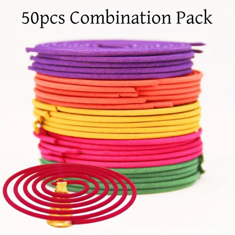 

Y 50pcs Mixed Fragrance Coil Incense for Household Camping Garden Lemon Rose Jasmine Lavender Orange Aromatherapy Incense Coils Mix