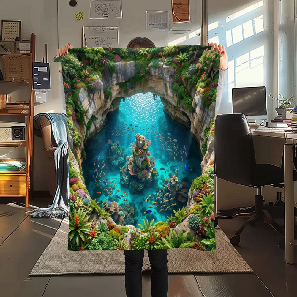 

1 шт. Фланелевое одеяло с 3D-визуальным эффектом, Высокое качество, Комфортное для всех сезонов, Декор для дома, Тепло и Уют 80cm x 120cm