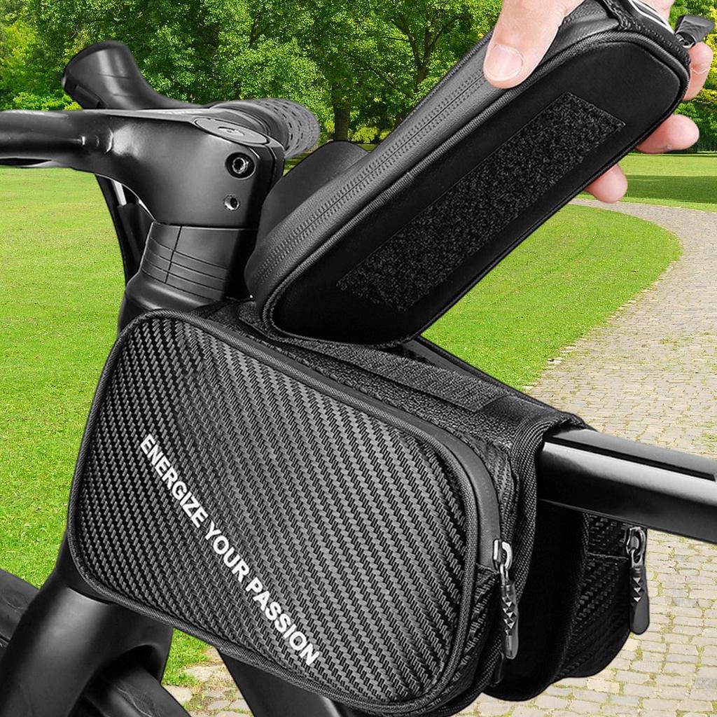 Bicycle Frame Top Tube Bag Waterproof Touchscreen Phone Holder Mountain Bike Bag for Road Mountain City Cycling Electric