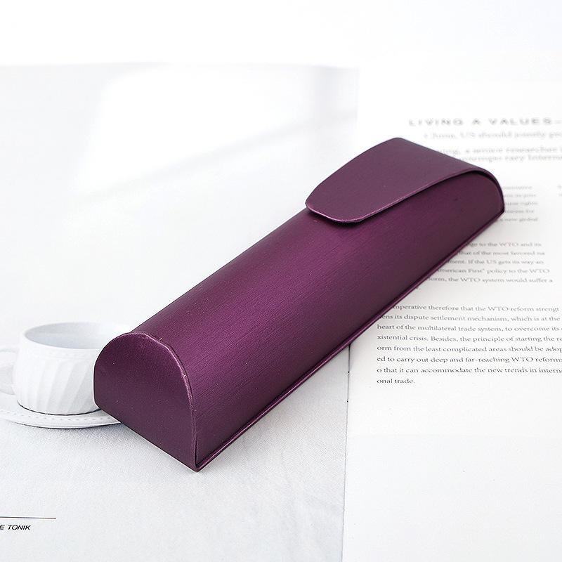 

Портативный и компактный фиолетовый футляр для очков с магнитной откидной крышкой, стальная пластина Tide, держатель для ручек ручной работы, футляр с зеркалом, ящик для хранения.