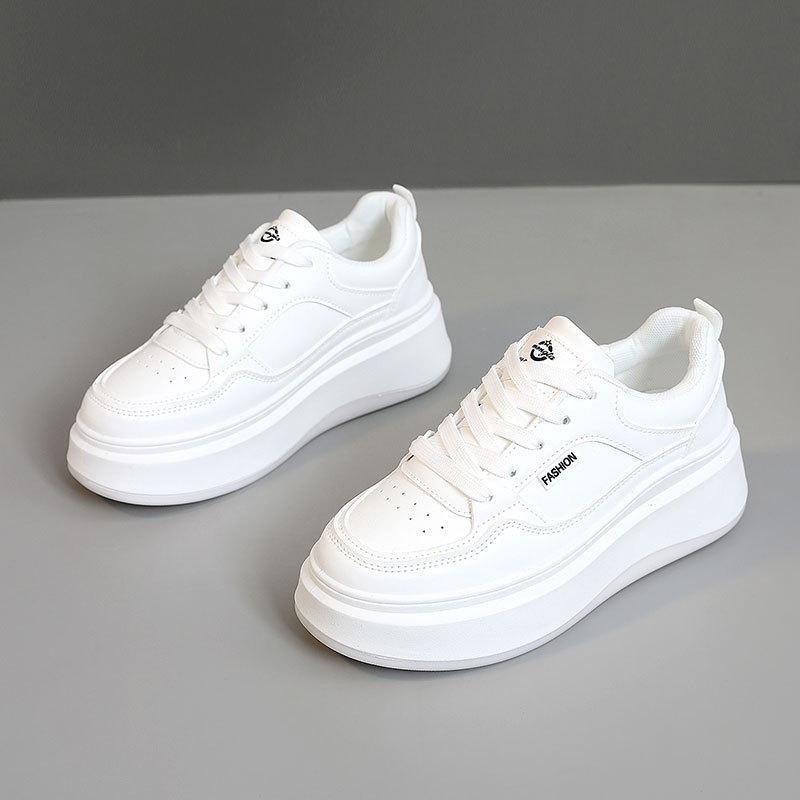 

2024 SHA19 Breathable White Height-Increasing Board Shoes - Trendy, Wear-Resistant, Thin-Soled for Spring & Autumn 39 білий