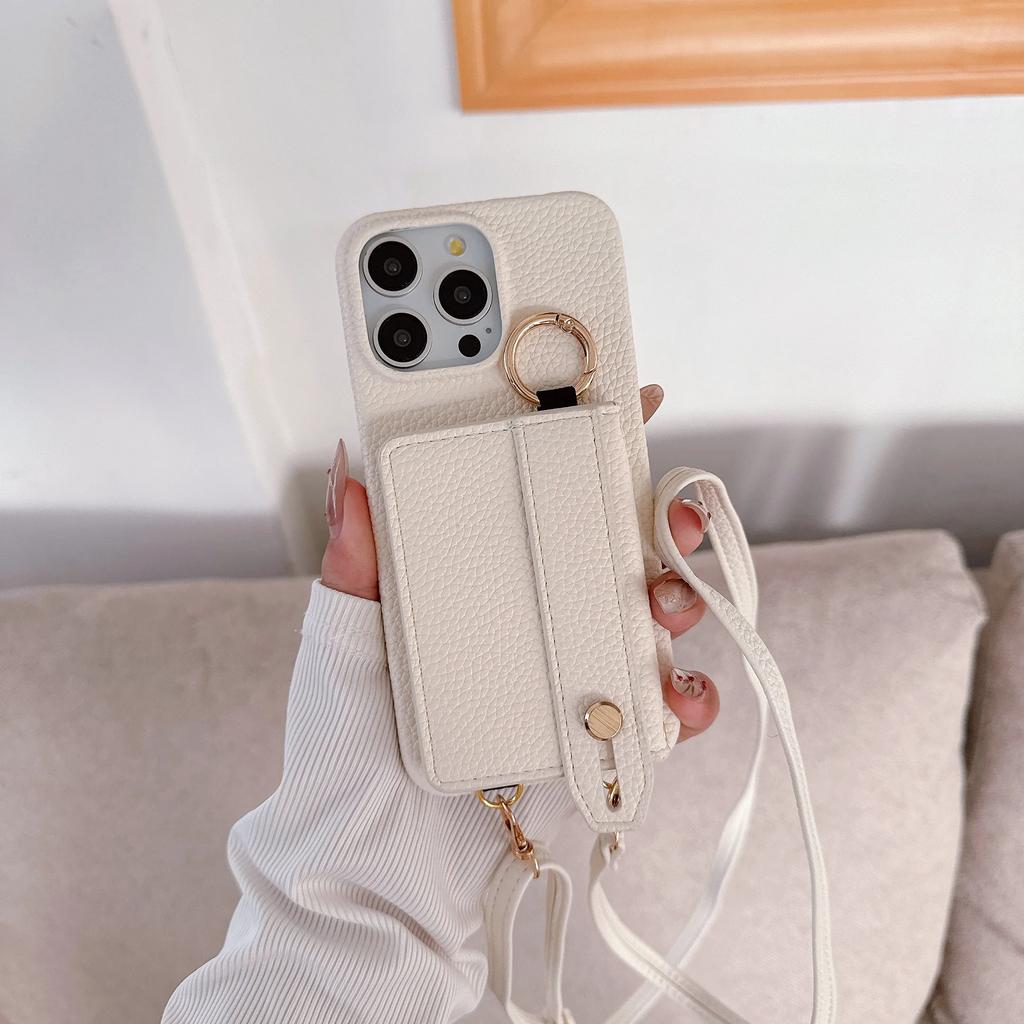 Řemínek na zápěstí Crossbody pouzdro na telefon pro IPhone 15 14 12 11 Pro Max 13 Mini 15 14 Plus Peněženka s držákem na karty Kroužek Kožený kryt