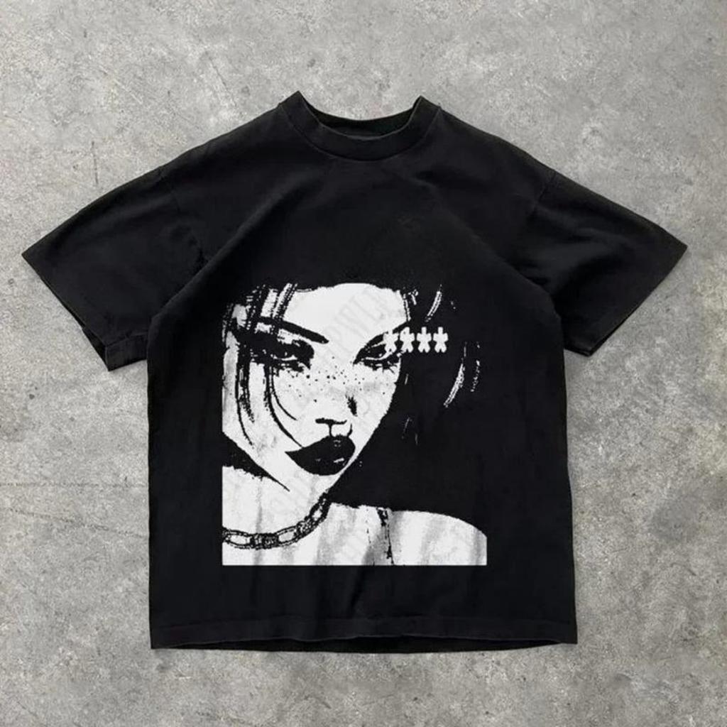 Punk Ästhetik Grafikdruck Baumwoll-T-Shirt Rock Goth Tee Mode Hip Hop 2000er Retro Streetwear Männer Frauen EMO Oberteile