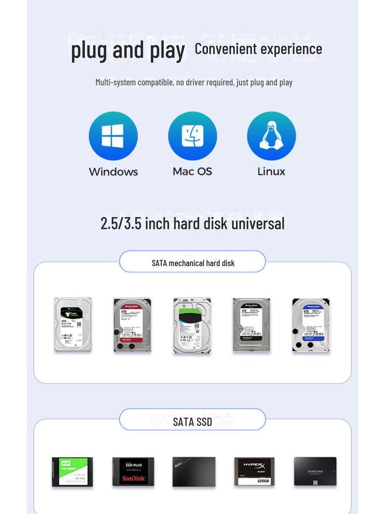 ORICO Mobile Hard Drive Enclosure, 3.5/2.5 Inch, USB 3.0, SSD/HDD Reader