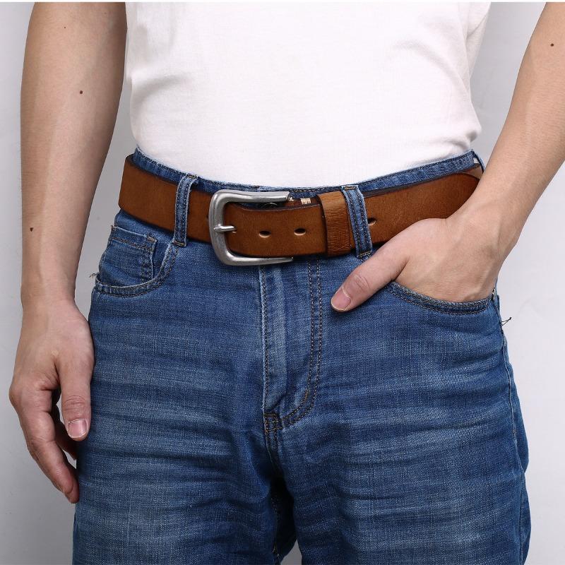 New Retro Washed Extra Thick First Layer Cowhide Belt Men's Casual Belt Men's