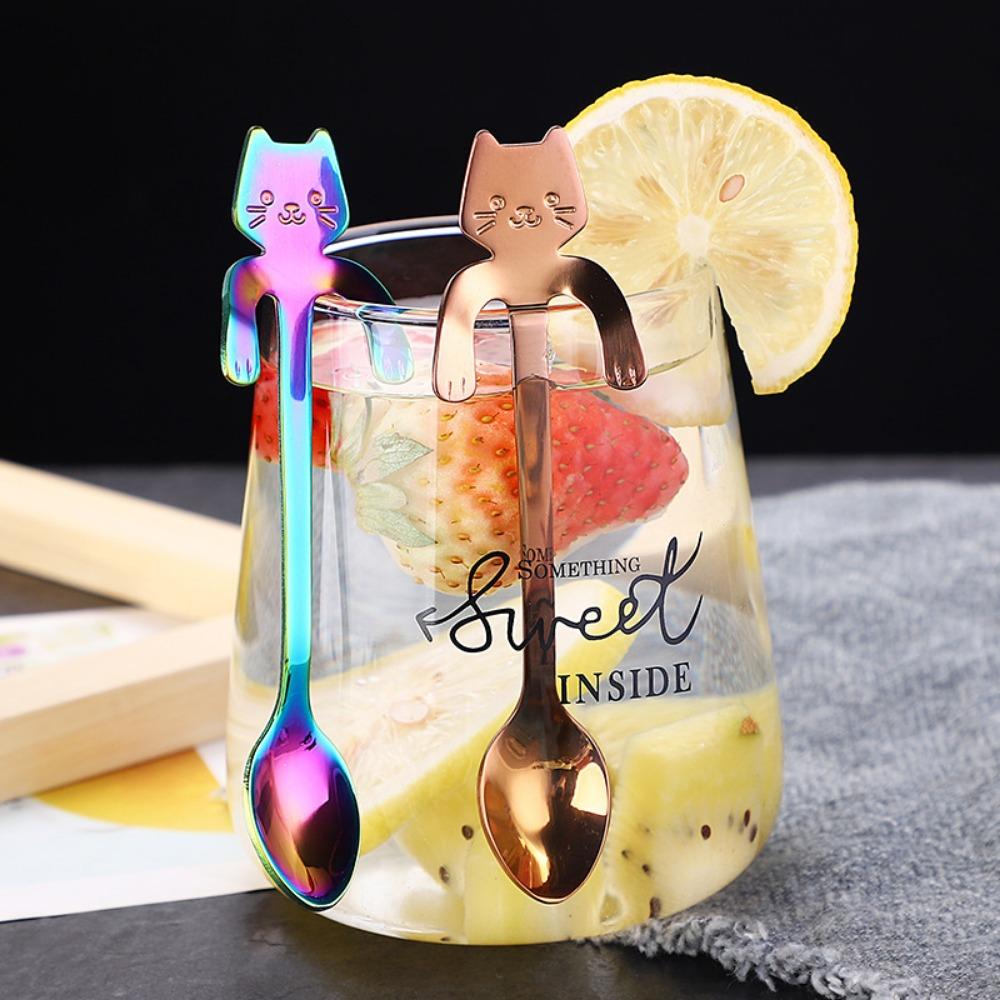 Steel Kitchen Gadget Long Handle Flatware Dessert Spoon Coffee Spoon Teaspoon Stirring Spoons