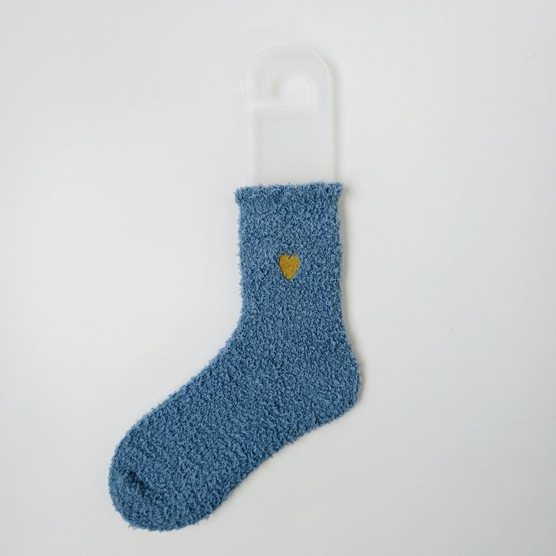 Autumn and Winter Thickened Coral Fleece Socks Women's Middle Tube Gold Love Warm Versatile Fleece Socks Home Sleep Floor Socks
