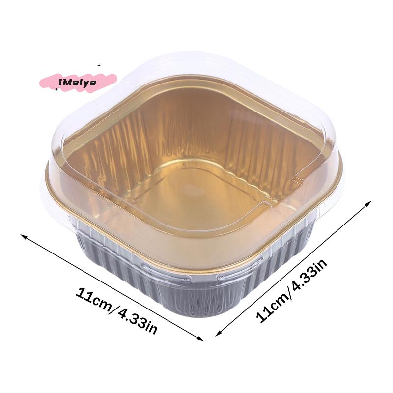 10Pcs Aluminum Foil Cake Pans 325ml with Lids Heat-Resistant Baking Cups Liners Kitchen Baking Tools