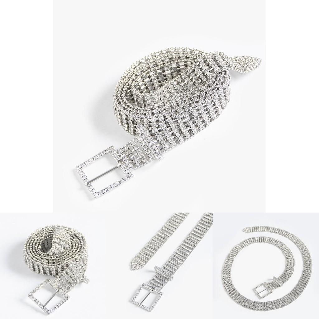 Stylish Silver Water Drilled Waist Chain For Ladies Trendy Body Accessory