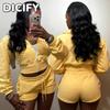 Fatos de Calça Casuais de Manga Comprida da Moda Feminina DICFY