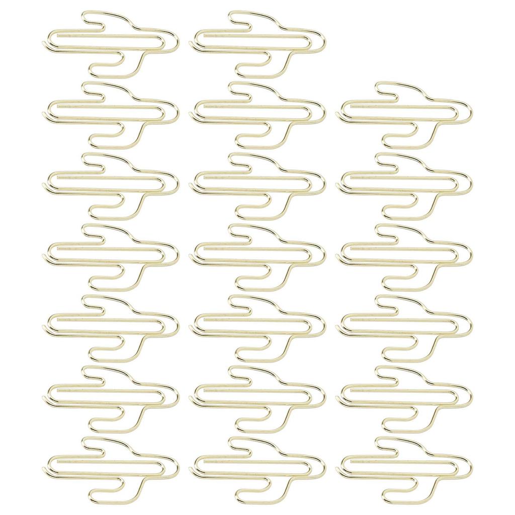 20Pcs Paper Clip Mini Innovative Cute Cactus Shaped Pin School Office Supplies Gold