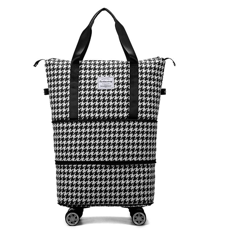 Double-layer expansion large capacity long and short-distance portable bag with wheels dry and wet separation fitness bag can be covered with tie rod
