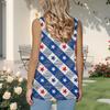 Women's Fashion Pleated Printed Square Neck Vest Top