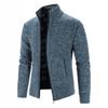 Autumn Winter Men Plush Thickened Stand Collar Jacket Male Half High Neck Knitted Cardigan Men Soild Color Fleece Sweater