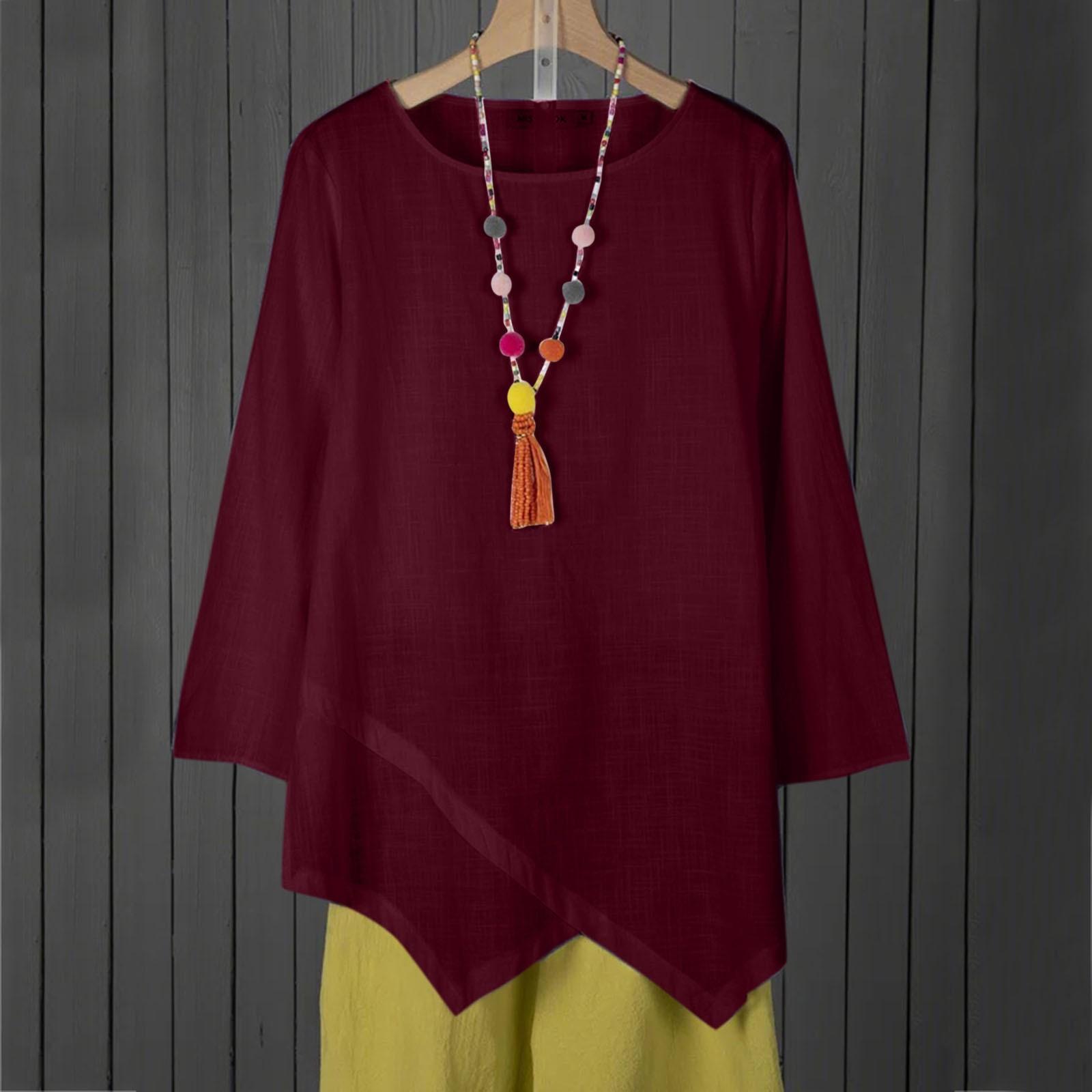 

Женские рубашки с длинным рукавом и круглым вырезом, повседневная блузка с нерегулярным подолом, свободные рабочие туники, топы XXXXXL