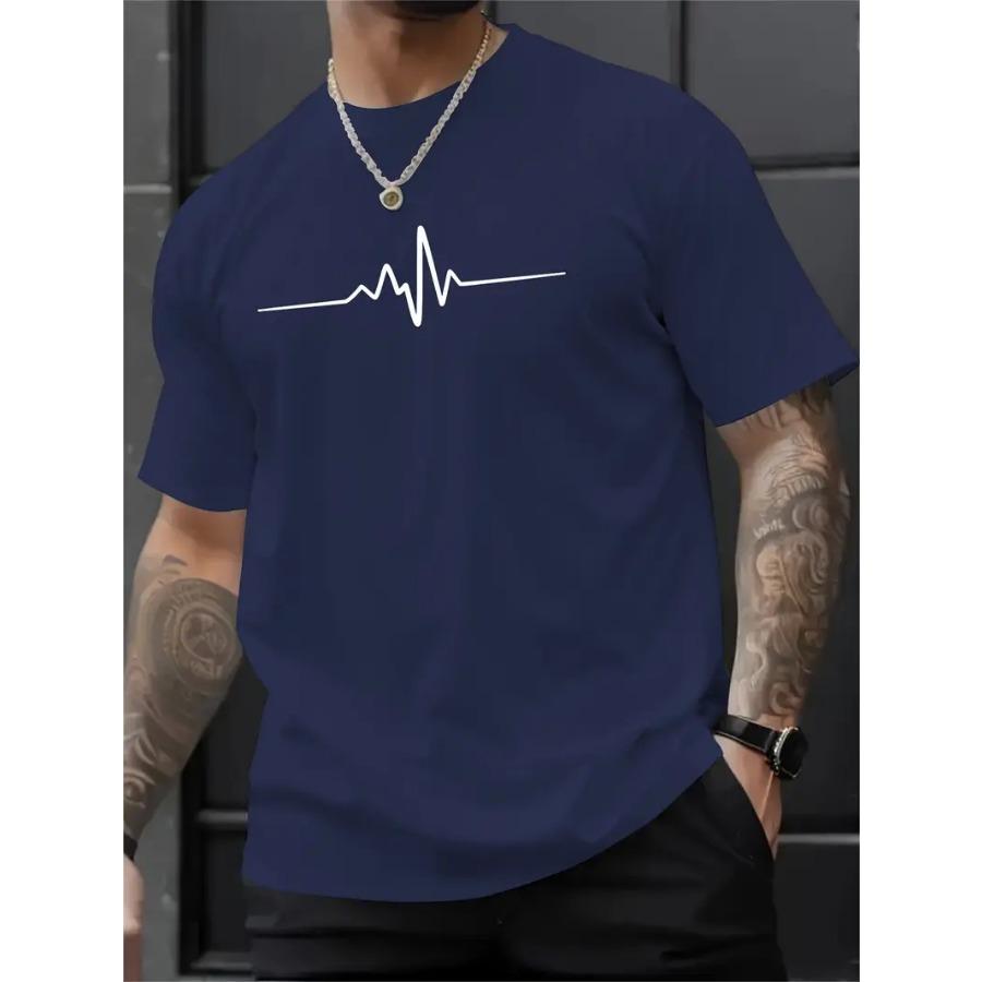 Creative Print Men's Fashionable Summer Crew Neck Short Sleeve Sports T-shirt, Comfortable And Versatile